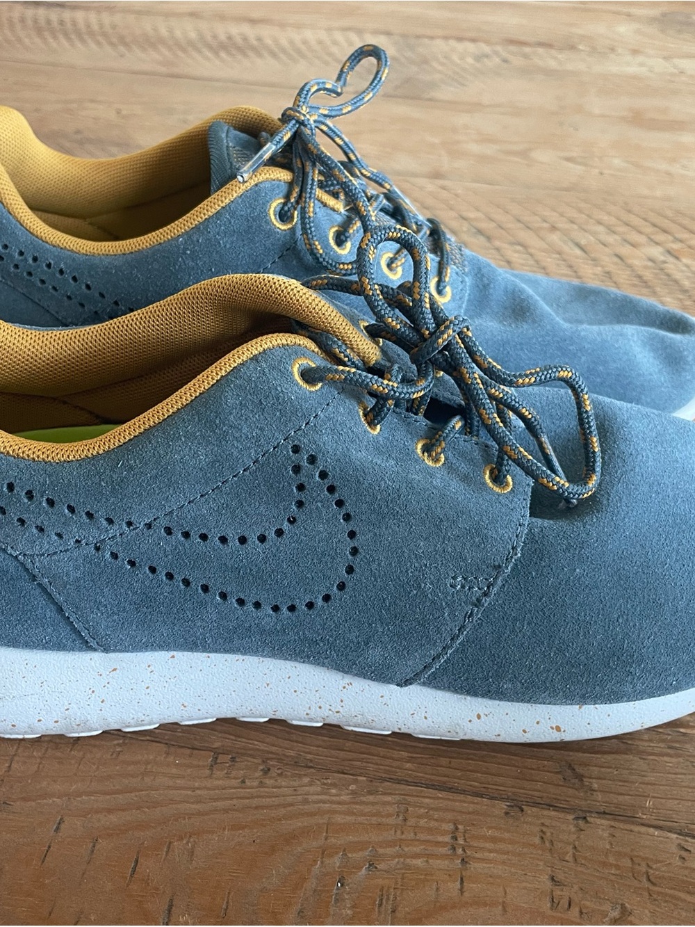 Nike Blue Suede Sneakers with Mustard Accents